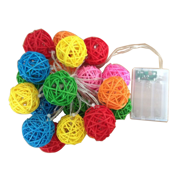 Colorful Rattan Ball LED Fairy String
