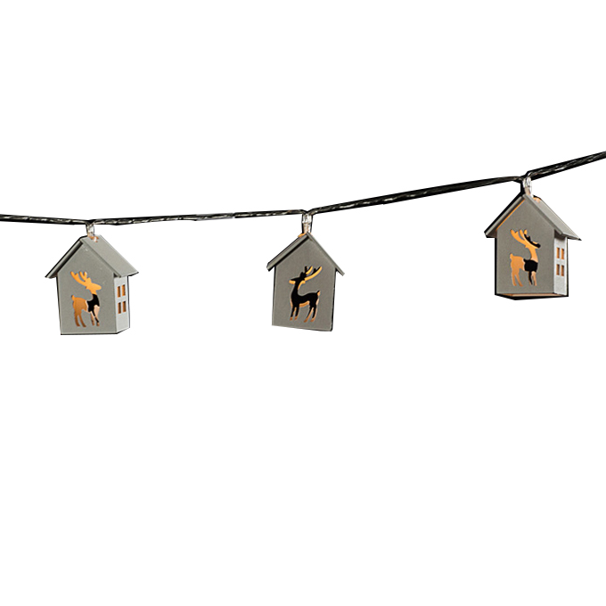 Reindeer wooden house led christmas string