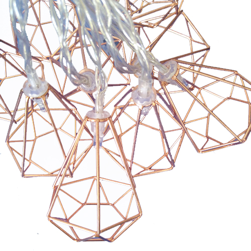 Rose gold metal lantern led fairy string