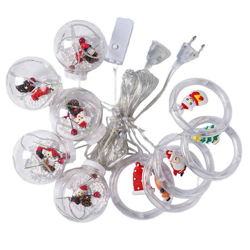 Christmas ball+ring curtain lights