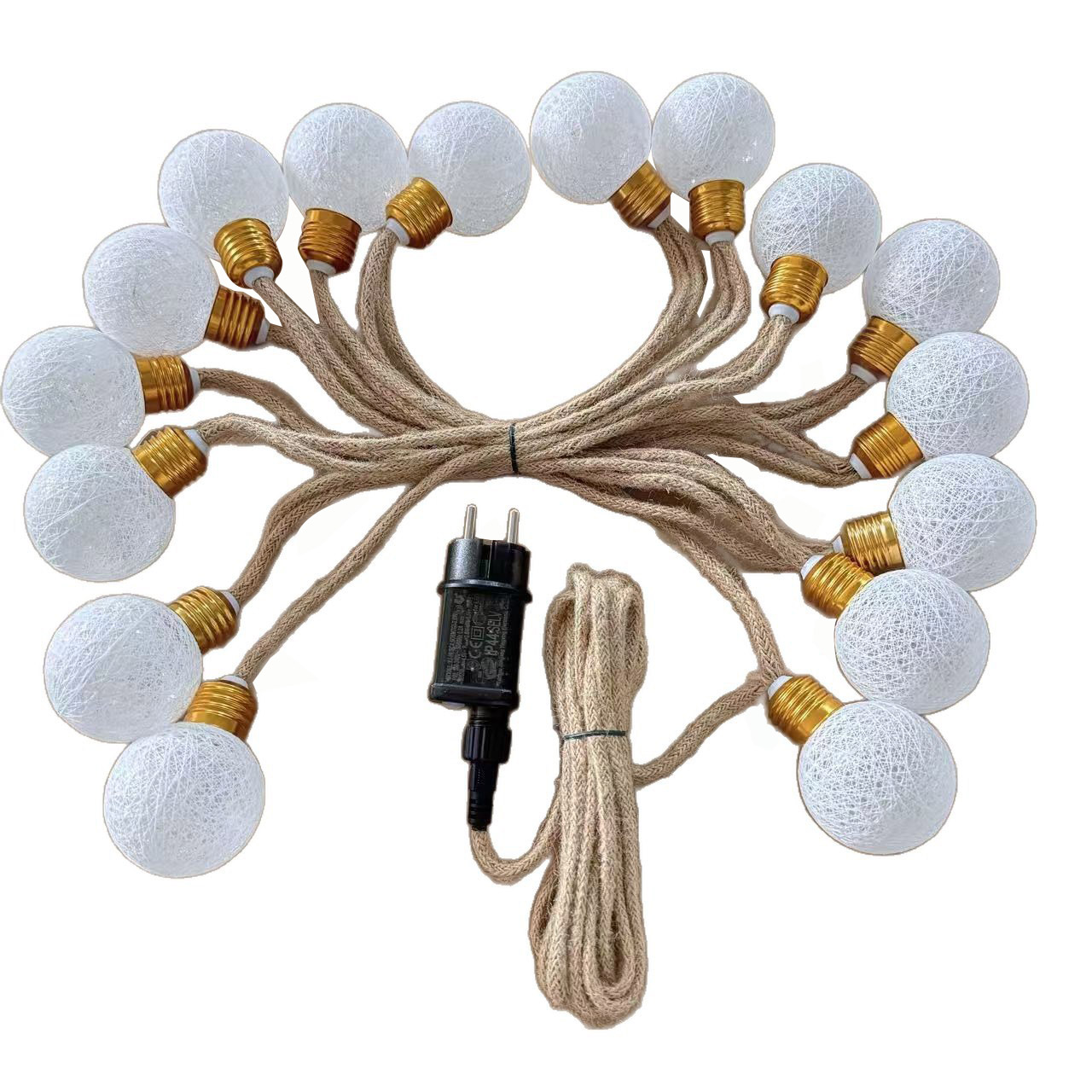 Cotton ball hemp rope string lights