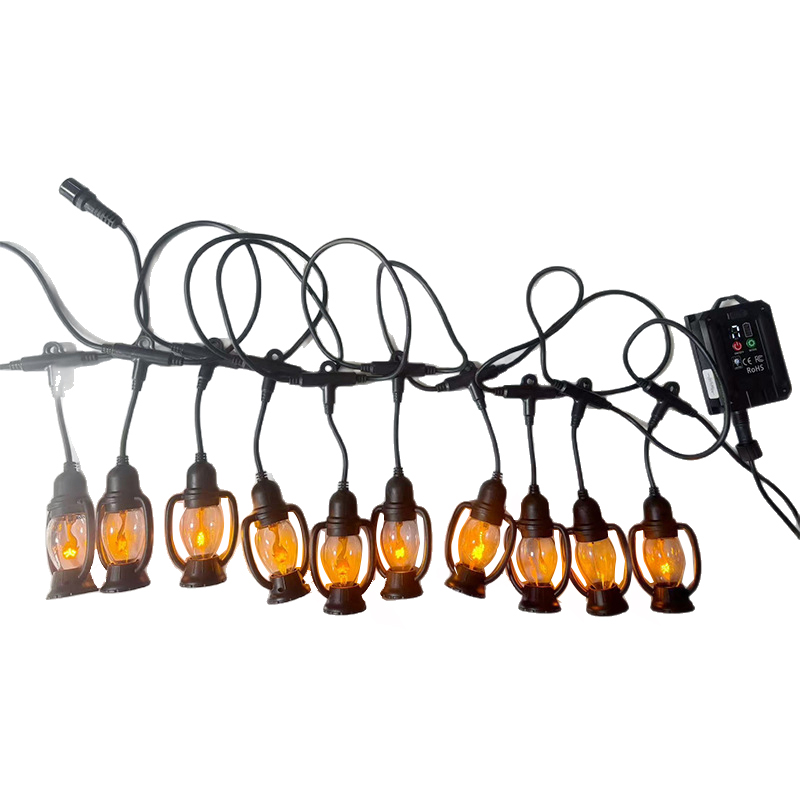 Solar karosene flame string lights