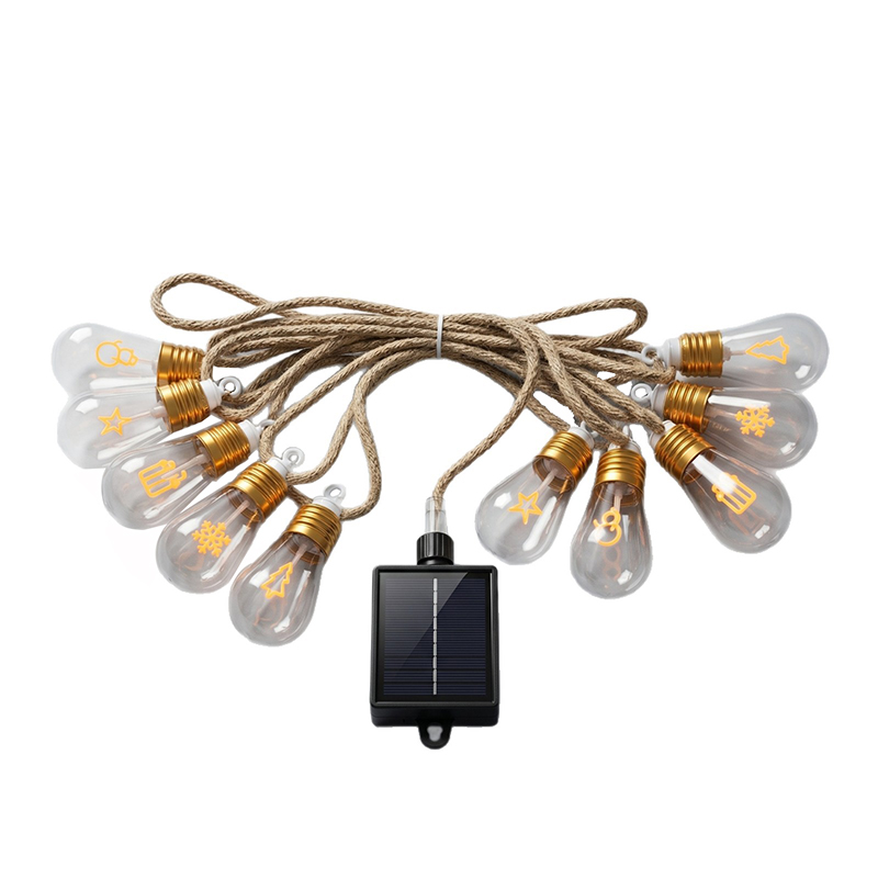 Christmas filament solar hemp rope string lights