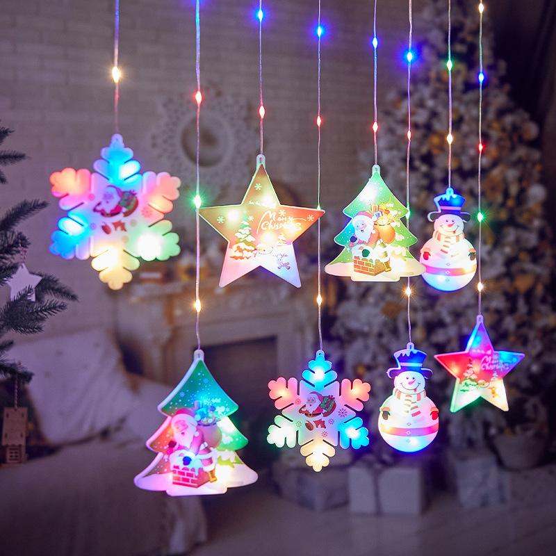 painting xmas curtain string lights,xmas decor lights,indoor christmas